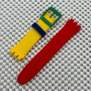 Red and Yellow Watch Band (Strap only) - fits Swatch New Gent model